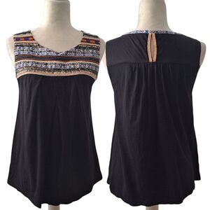 Anthropologie Akemi + Kin Women's Sleeveless Beaded Tribal Black Multi Sz Medium